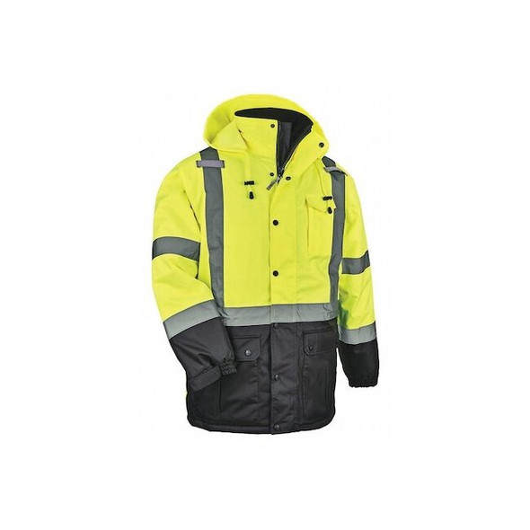 Unisex Hi-Vis Parka, 300D Oxford Polyester, Hi-Viz Lime, 3XL Pack of 6