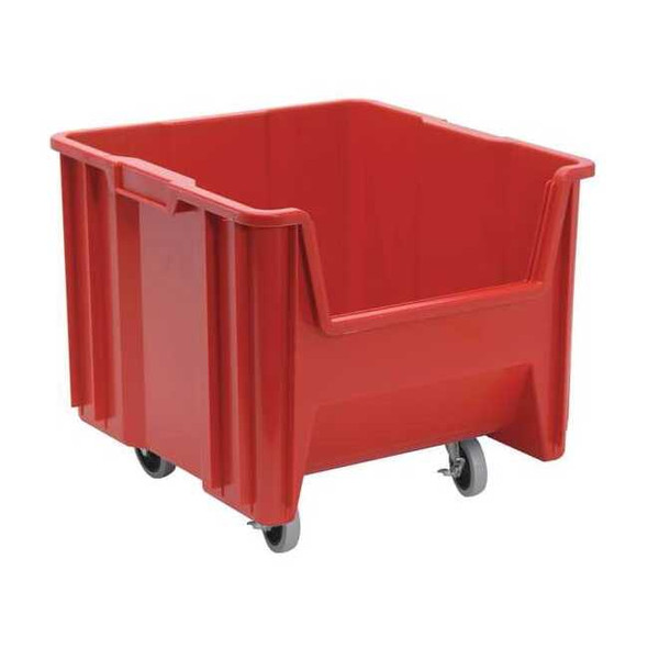 Mobile Storage Bin, Polyethylene, Red, 12 1/2 in H, 16 1/2 in W, 17 1/2 in L