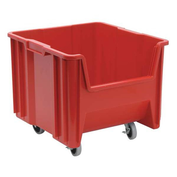 Mobile Storage Bin, Polyethylene, Red, 12 1/2 in H, 16 1/2 in W, 17 1/2 in L