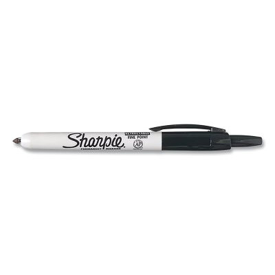 Retractable Permanent Marker, Black, Fine, Bullet Tip Pack of 12