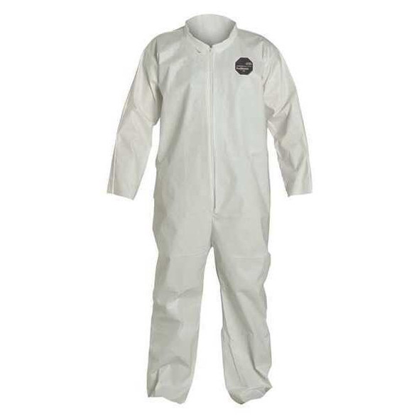 Collared Disposable Coveralls, L, White, ProShield(R) 60, zipper