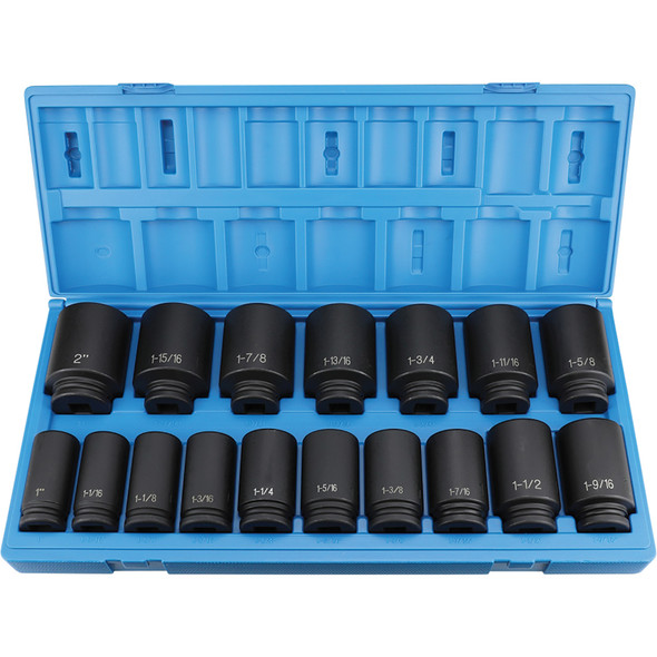 3/4" Dr. 17 Piece Deep Fractional Set 1"-2" 8017D