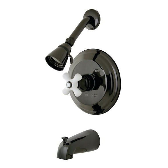 NB3630PX Pressure Balanced Tub/Shower Faucet w/Porcelain Cross Handle