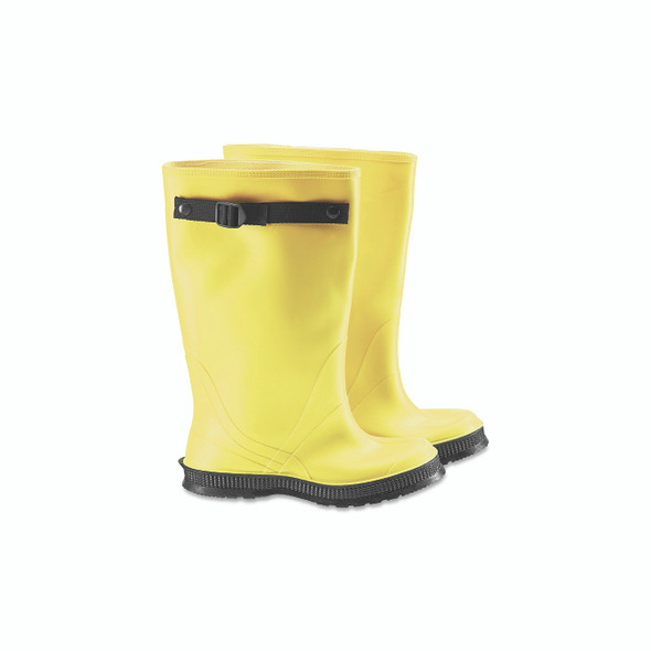17 in Rubber Slicker Overboots, Plain Toe, Men's 12, Flex-O-Thane/PVC, Yellow/Black