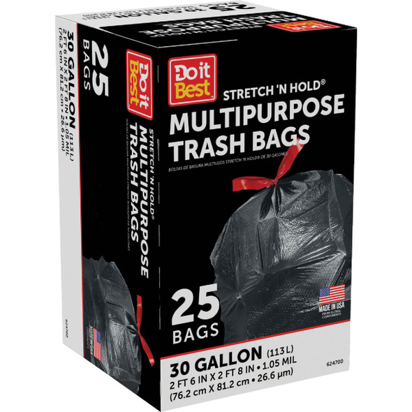 Do it Best 30-Gal. Stretch 'N Hold Drawstring Trash Bag (25-Count) C043208S 624700
