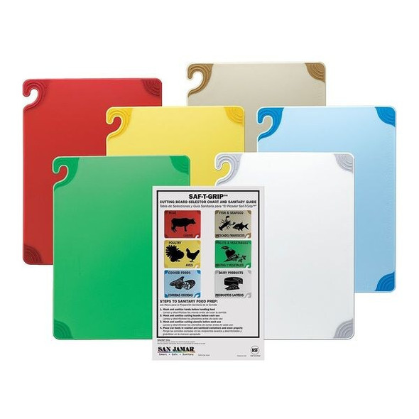 San Jamar Cutting Board Set,18x24,6 Boards CBG1824KCGR