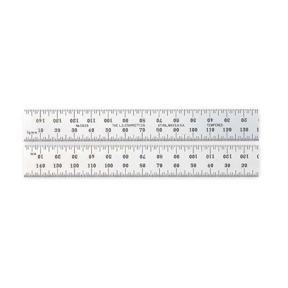 Starrett Steel Rule,Spring Tempered,150mm,Type 35 C635E-150