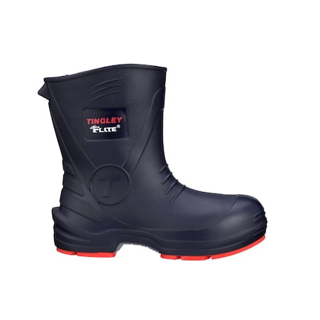 Unisex Flite Mid Rubber Boots, Steel Toe, 10 in Height, Navy Blue/Red, M8/W10