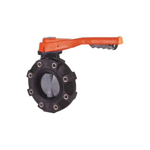 Butterfly Valve, 3", CPVC/EPDM, Lever Handle, 316-SS Lugs