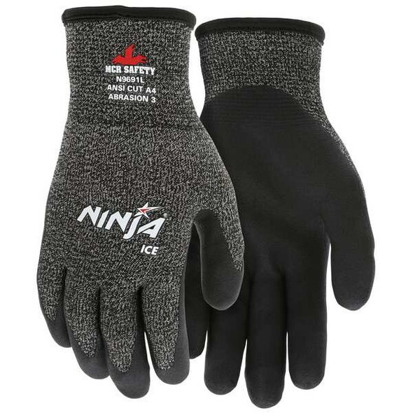 Mcr Safety Ninja Ice Acrylic Terry Inner Lining, XL, Black, White N9691XL