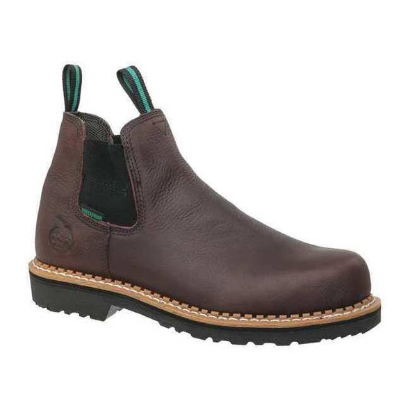Men's Waterproof Chelsea Work Boot, 8 M, Steel Toe, 5 in H, Soggy Brown, GR530