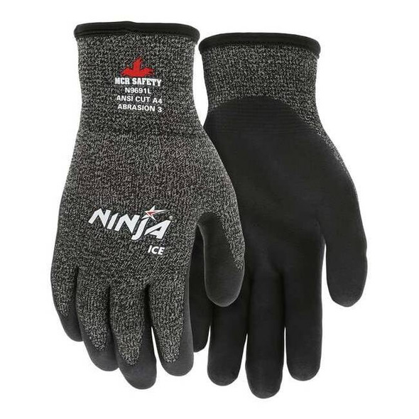 Mcr Safety Ninja Ice Acrylic Terry Inner Lining, L, Black, White N9691L