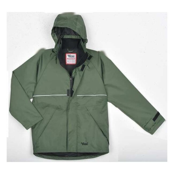 Viking Rain Jacket Detachable Hood,Green,XL 3305J-XL
