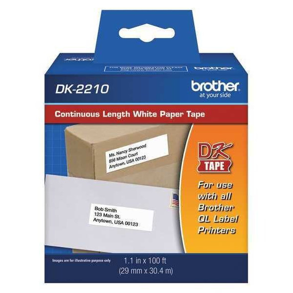 Brother Label Tape Cartridge,100ftx1.1in DK2210 Brother Label Tape Cartridge,100ftx1.1in DK2210