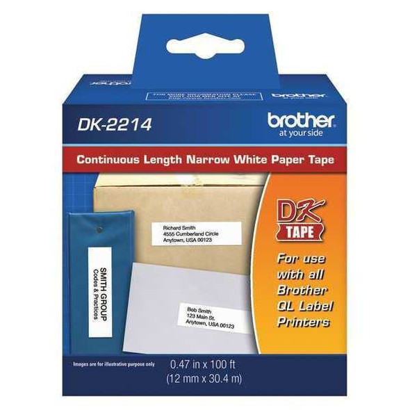 Brother Label Tape Cartridge,100ftx0.47in DK2214 Brother Label Tape Cartridge,100ftx0.47in DK2214