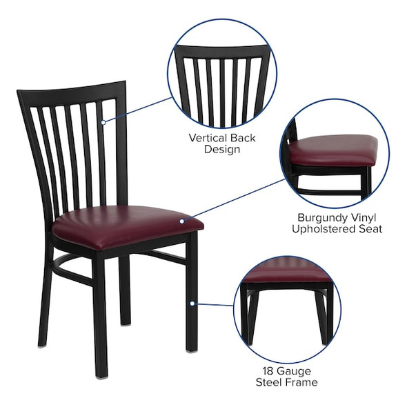 Flash Furniture Hercules Restaurant Chair, 17-1/4 in W 18-3/4" L 34-3/4" H XU-DG6Q4BSCH-BURV-GG