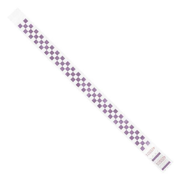 Tyvek Tyvek Wristbands, 3/4" x 10", Purple Checkerboard, PK500 WR103PL