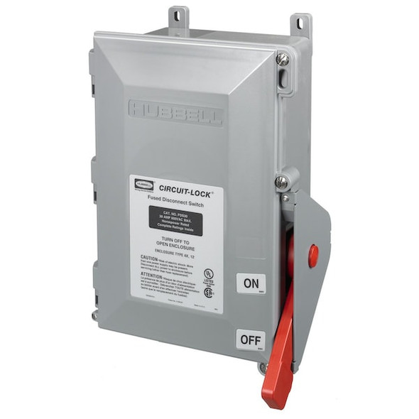 Hubbell Wiring Device-Kellems EnclosedDisconnectSwitch, Fuse, 30A, PBT FDS30 Hubbell Wiring Device-Kellems EnclosedDisconnectSwitch, Fuse, 30A, PBT FDS30