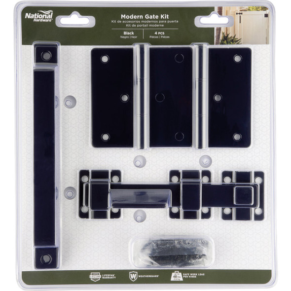 National Hardware 4-Piece Black Modern Gate Kit