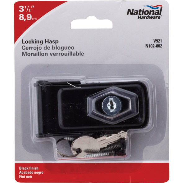 National Hardware 3-1-2 In. Matte Black Key Locking Hasp N102-802 255571