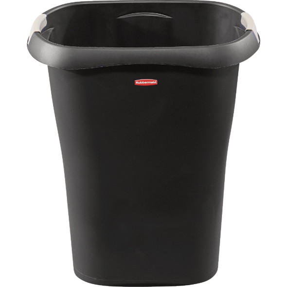 Rubbermaid 8 Gal. Black Rectangular Wastebasket with LinerLock 1835854