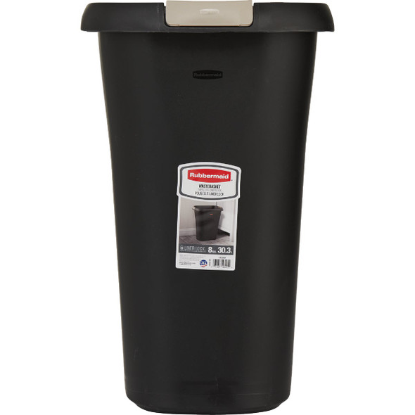 Rubbermaid 8 Gal. Black Rectangular Wastebasket with LinerLock Rubbermaid 8 Gal. Black Rectangular Wastebasket with LinerLock