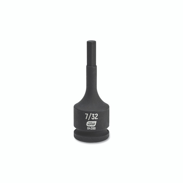 Impact Socket, 3/8 in Drive Size, 7/32 in Opening Size, 6-point, Standard Length, Hex Bit