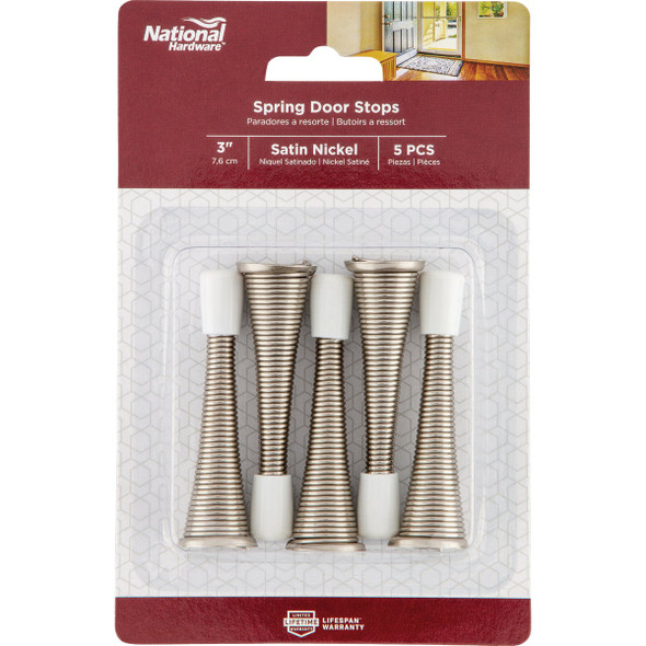 National Hardware 3 In. Satin Nickel Spring Door Stop (5-Pack) N830-575 248847