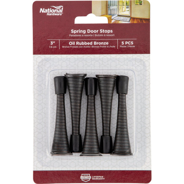 National Hardware 3 In. Oil Rubbed Bronze Spring Door Stop (5-Pack) N830-576 251363
