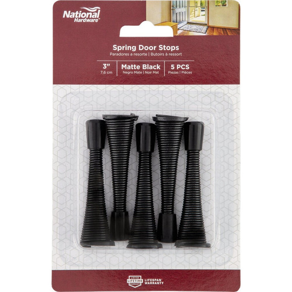National Hardware 3 In. Matte Black Spring Door Stop (5-Pack) N830-577 252424