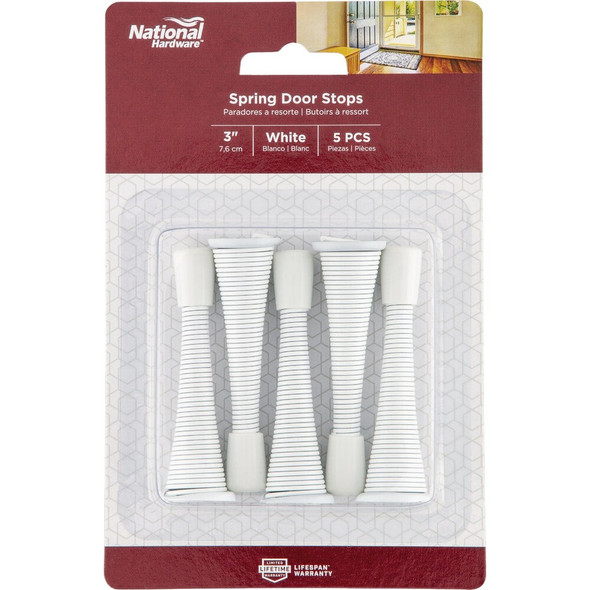 National Hardware 3 In. White Spring Door Stop (5-Pack) N830-578 259636