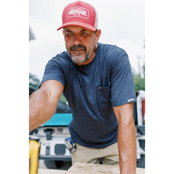 Berne Performance Men's Large Space Blue Short Sleeve Pocket T-Shirt BSM38SBLR440 743465