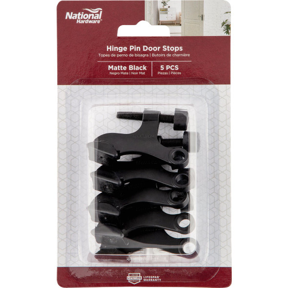 National Hardware Matte Black Hinge Pin Door Stop (5-Pack) N830-566 237852