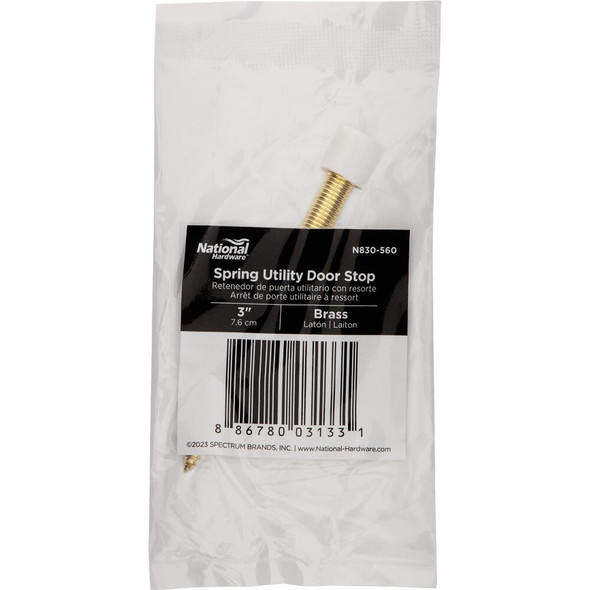 National Hardware 3 In. Brass Spring Utility Door Stop N830-560 232545