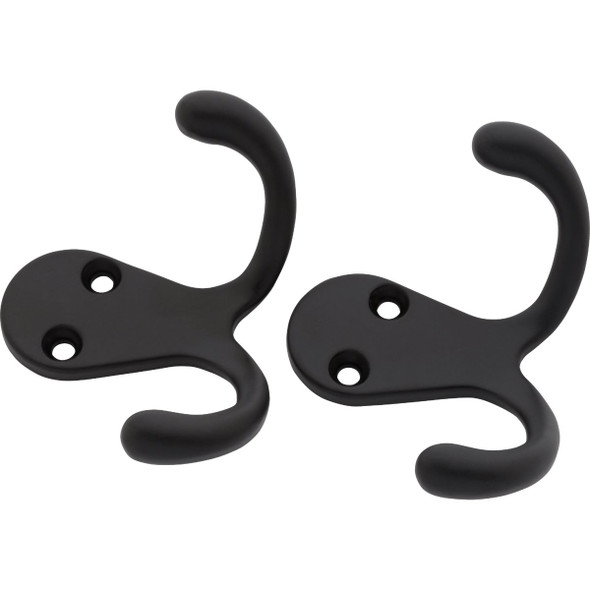 National Hardware Matte Black Double Clothes Hook (2-Pack Bagged) N830-597