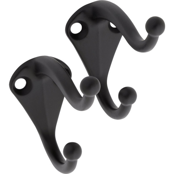 National Hardware Matte Black Coat Hook (2-Pack) N830-598
