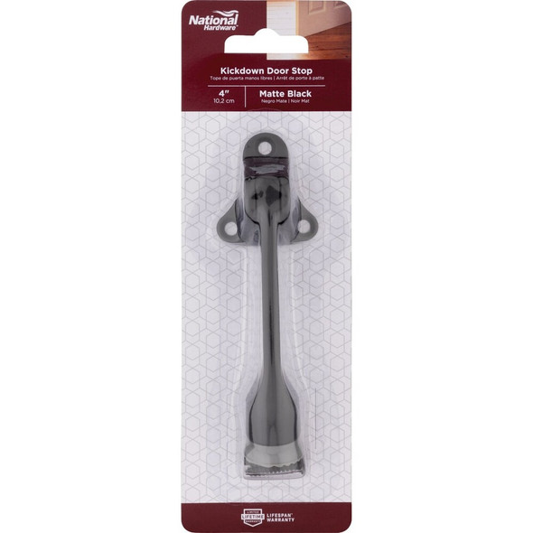 National Hardware 4 In. Matte Black Kickdown Door Stop N830-587 221231
