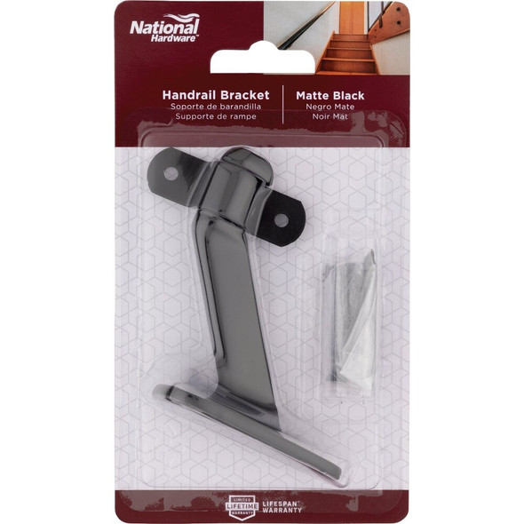 National Hardware Matte Black Handrail Bracket N830-590 223768