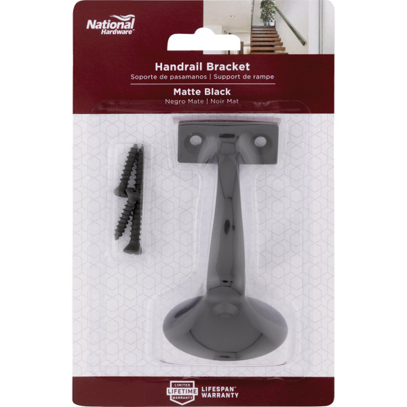National Hardware Matte Black Zinc Handrail Bracket