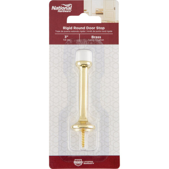 National Hardware 3 In. Brass Rigid Round Door Stop N830-545 214927