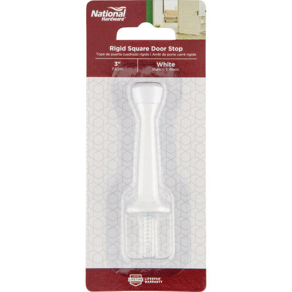 National Hardware 3 In. White Rigid Square Door Stop N830-538 206177