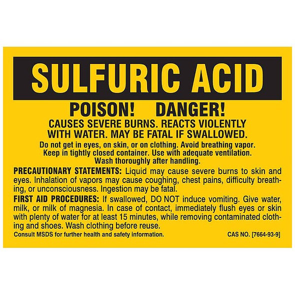 Brady Chemical Label,2-7/8 In. W,PK25 7313PLS Brady Chemical Label,2-7/8 In. W,PK25 7313PLS