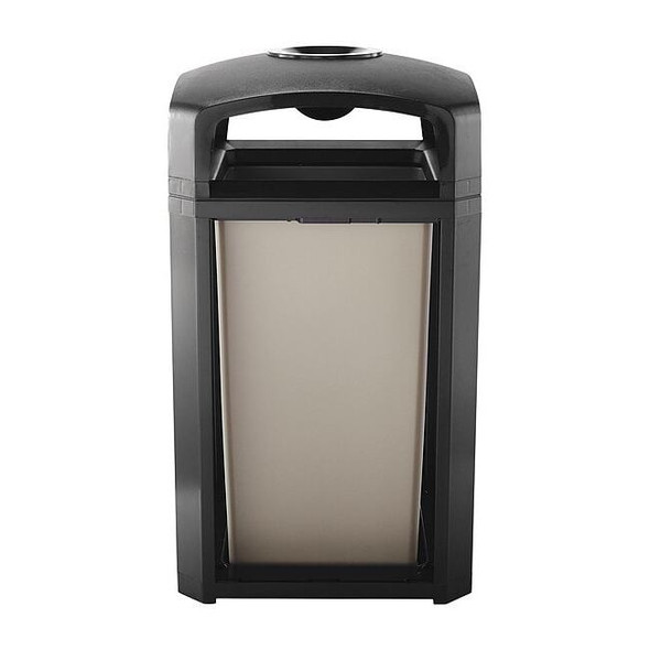 Landmark Series(R) 50 gal Square Outdoor Can, Black, None, Plastic, 26 in