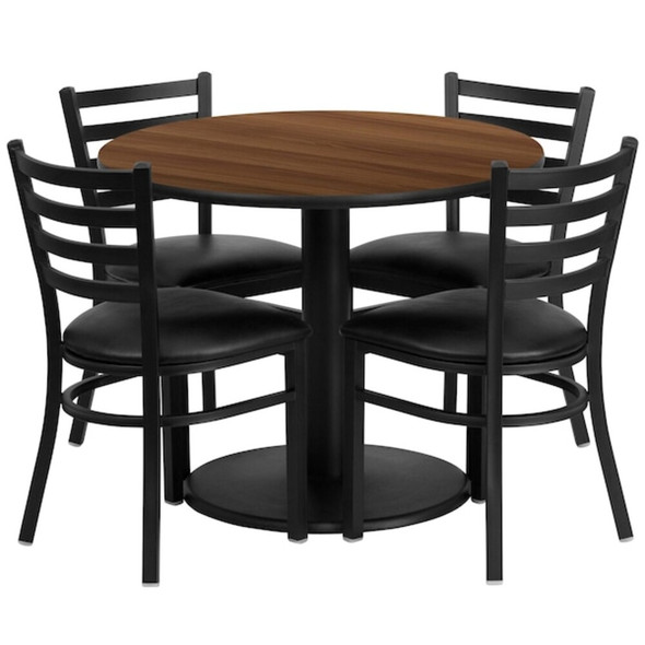 Round Table Set, 36" W, 36" L, 30" H, Laminate Top, Wood Grain  RSRB1032-GG