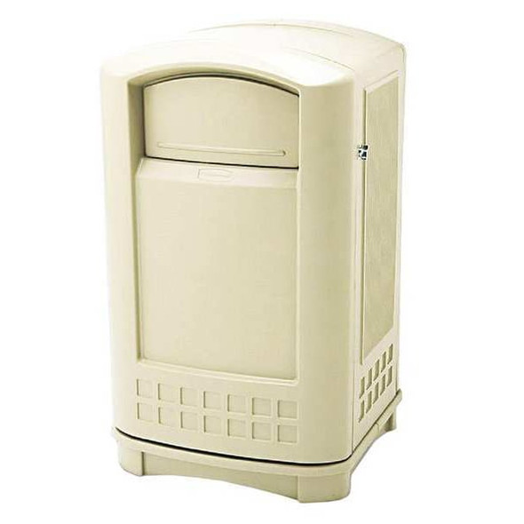 Plaza 35 gal Rectangular Outdoor Can, Black, None, Plastic, 20 5/8 in