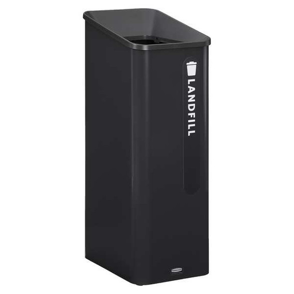 15 gal Square Recycling Can, Flat with Top Opening, Blue/Satin Alum, 1 Openings