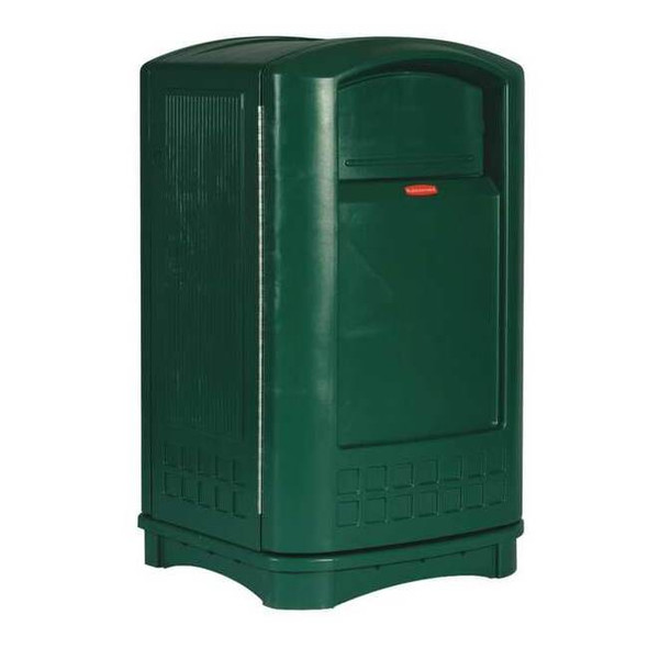 Plaza 50 gal Square Outdoor Can, Dark Green, None, Plastic, 25 1/4 in