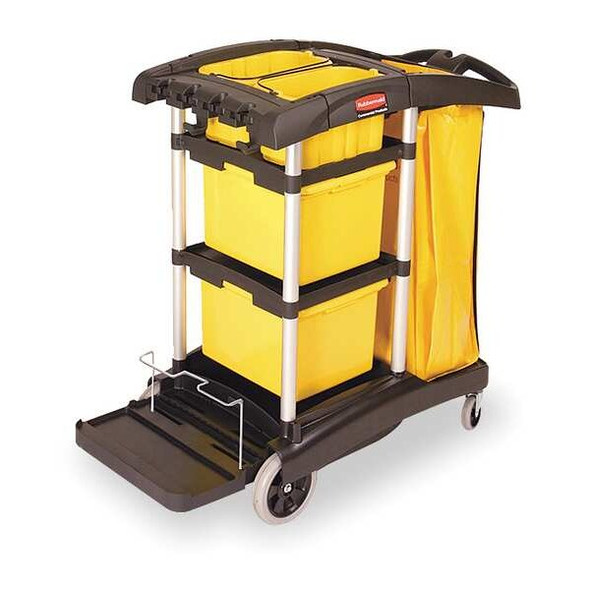 Rubbermaid Commercial Microfiber Janitor Cart,Black,Plstc/Alum FG9T7300BLA