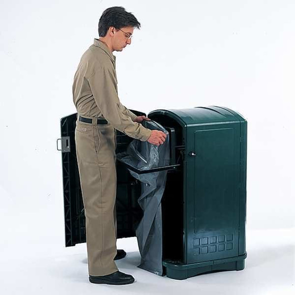 Rubbermaid Commercial Plaza 50 gal Square Outdoor Can, Beige, None, Plastic, 25 1/4 in FG396400BEIG