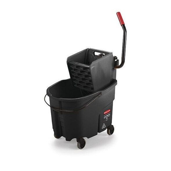 8 3/4 gal WaveBrake Side Press Mop Bucket and Wringer, Black, Polypropylene